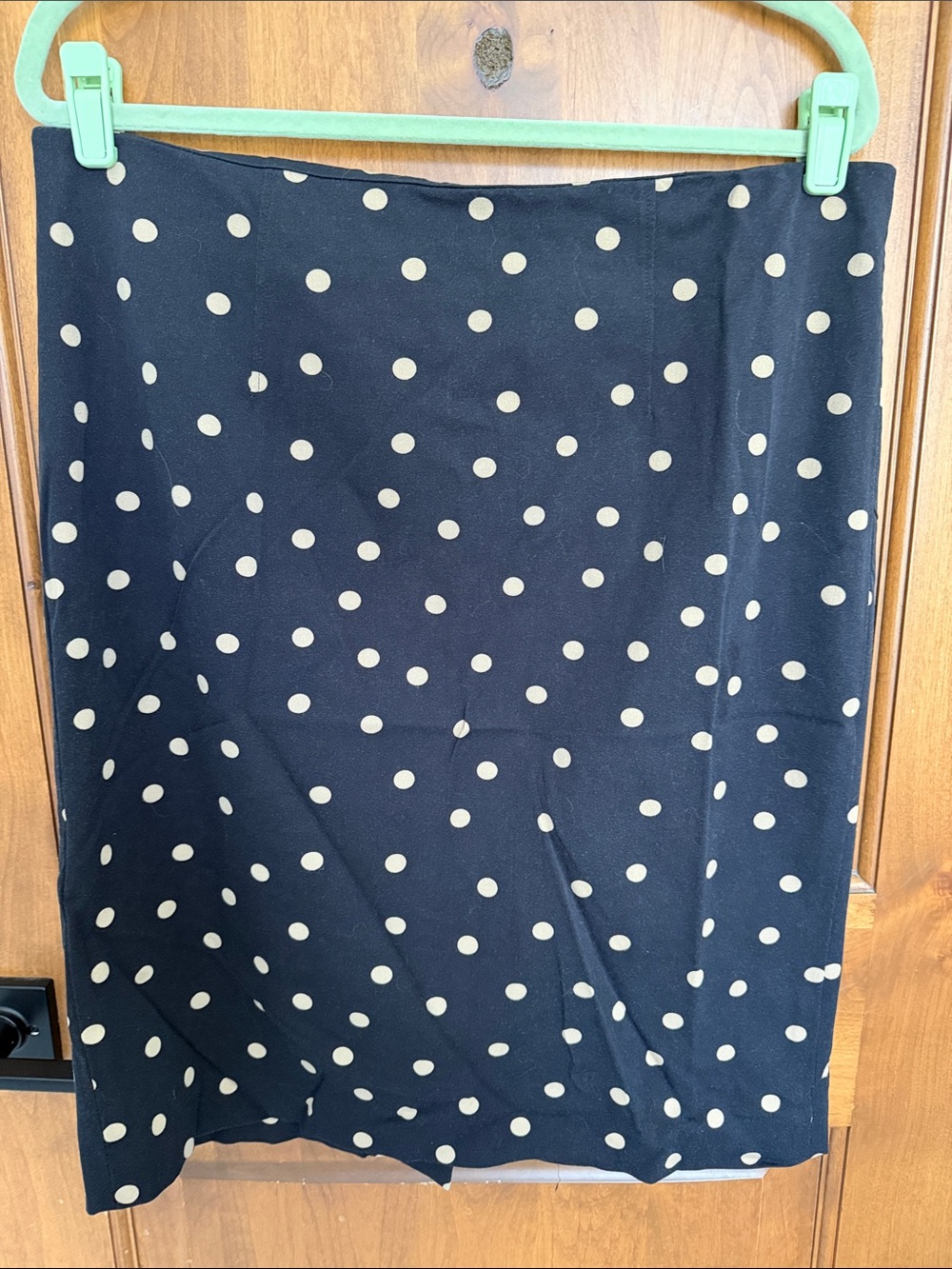 Ann Taylor Black Pencil Skirt with Cream Polka Dots